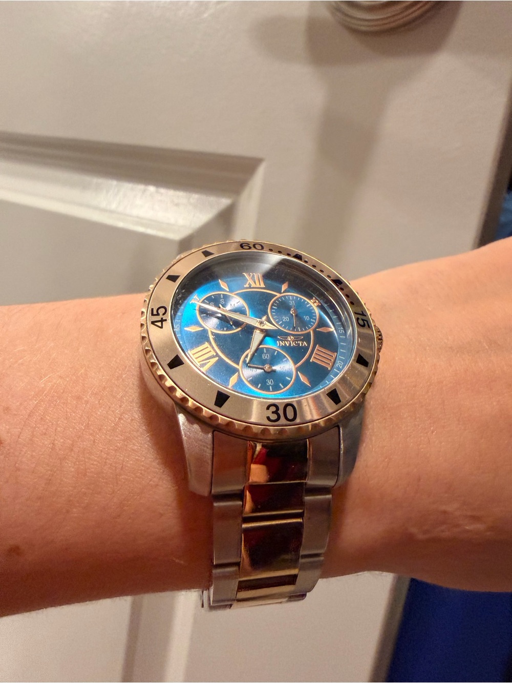 Invicta Two-Tone Blue Dial Stainless Steel Chronograph Watch